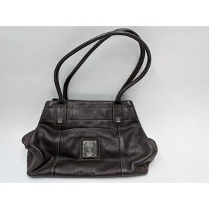 Tignanello Genuine Leather Tote Bag Dark Brown Pebble Grain Shoulder Bag